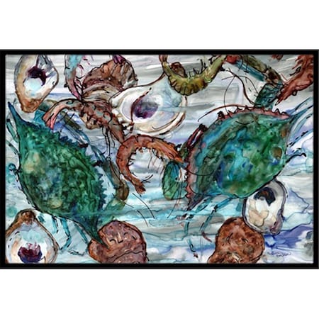 Carolines Treasures Shrimp- Crabs and Oysters in water Indoor or Outdoor Mat- 24 x 36 in. 8965JMAT